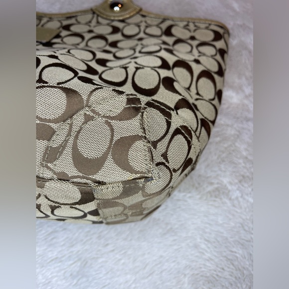 Coach Bleecker Signature Tote Gold Khaki - Picture 7 of 15